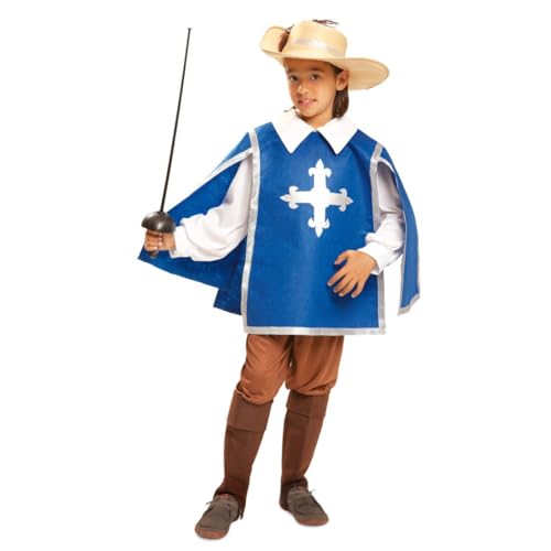 My Other Me - Kostüm für Kinder, 5-6 Jahre. Inklusive beigem Hut mit Feder und silbernem Streifen, weißes Hemd, blauer Kasack mit Kreuz, Hose und braunen Gamaschen. von My Other Me