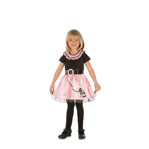 My Other Me Kostüm für Mädchen im Stil der 50er-Jahre, mit Kleid, Gürtel und Details in Rosa und Schwarz, Größe 12-24 Monate. Perfekt für den kleinen Rockstar 'n' Roll Retro von My Other Me
