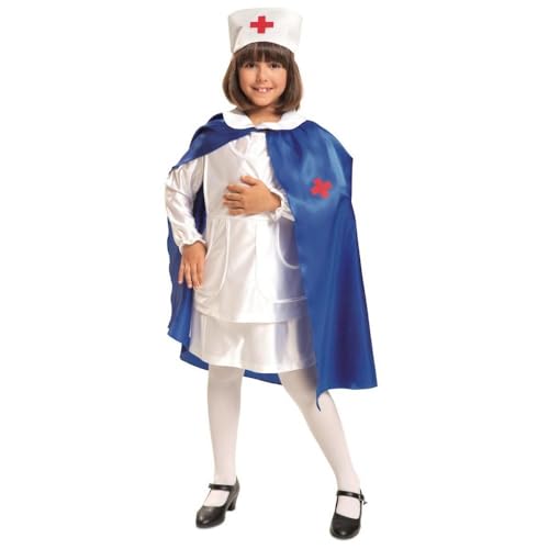 My Other Me - Krankenschwester-Kostüm für Mädchen mit Haube, Kleid und Umhang in Weiß und Blau, Größe 7-9 Jahre. Unterstützen Sie alle Ihre Patienten mit einem warmen und professionellen Lächeln von My Other Me