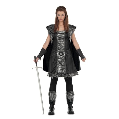 My Other Me Krieger-Kostüm für Damen, Größe XL, inklusive Kleid mit Umhang, Armreifen und Stiefelstulpen mit Kunstfelldetails in Schwarz- und Grautönen und silbernen Designs. My Other Me Krieger-Kostüm für Damen, Größe XL, inklusive Kleid mit Umhang, Armreifen und Stiefelstulpen mit Kunstfelldetails in Schwarz- und Grautönen und silbernen Designs. von My Other Me