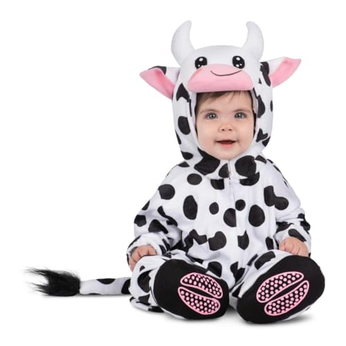 My Other Me Kuh-Kostüm für Babys, Unisex, mit Kapuze, Schwanz und Söckchen in Schwarz und Weiß, Größe 7-12 Monate. Ihr Kind wird die Zärtlichkeit des Bauernhofs sein. von My Other Me