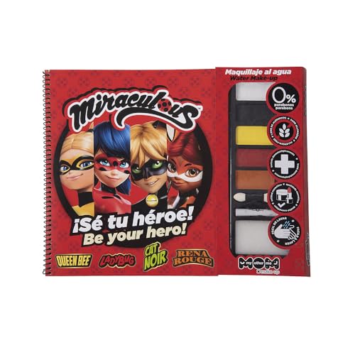 My Other Me Ladybug Make-up, Unisex, für Kinder und Erwachsene, inkl. Palette mit fünf Farben in Wasserfarben (rot, schwarz, gelb, braun), Schwamm, Pinsel, Buntstift und interaktives Buch mit von My Other Me