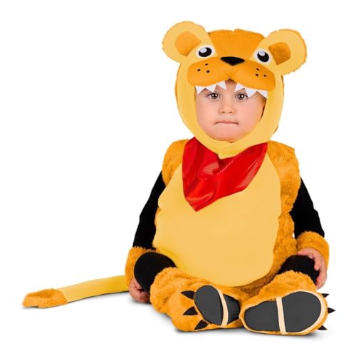 My Other Me Löwen-Kostüm für Babys, Unisex, mit Mütze, Overall, Handgelenken, Schwanz und Stiefelstulpen in Rot und Orange, Größe 12-24 Monate, umarmt die Natur bei jedem Schritt von My Other Me