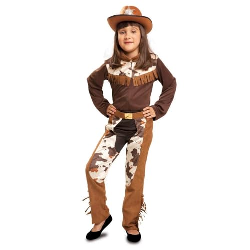 My Other Me Mädchenkostüm Cowgirl mit Hemd und Zahonen in Weiß und Braun, Größe 3-4 Jahre. Perfekt für Abenteuer im Wilden Westen von My Other Me