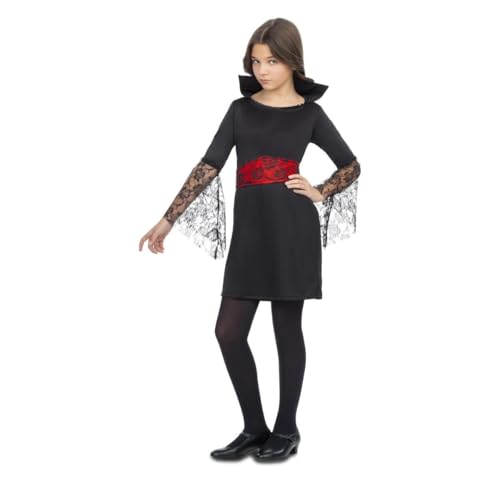 My Other Me Mädchenkostüm Vampirin mit Kleid und Schärpe in Schwarz und Rot, Größe 5-6 Jahre. Perfekt für einen Halloween-Abend voller Geheimnis und Charme von My Other Me