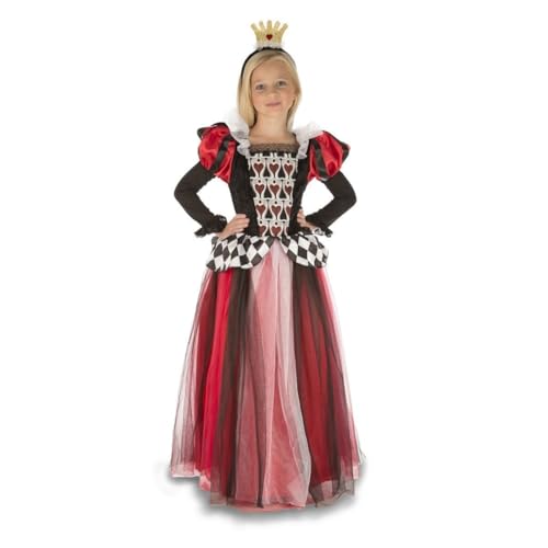 My Other Me Mädchenkostüm mit Herzkönigin in Rot und Schwarz, mit Kleid und Kopfschmuck, Größe 5-6 Jahre. Perfekt für echte Fantasy-Spiele zu Hause von My Other Me