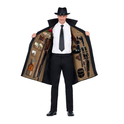My Other Me Mafios-Kostüm für Erwachsene, Unisex, Einheitsgröße. Inklusive schwarzem Hut und Mantel mit breitem V-Ausschnitt und beigem Innenfutter mit verschiedenen Taschen. Kriminelle Eleganz. My Other Me Mafios-Kostüm für Erwachsene, Unisex, Einheitsgröße. Inklusive schwarzem Hut und Mantel mit breitem V-Ausschnitt und beigem Innenfutter mit verschiedenen Taschen. Kriminelle Eleganz. von My Other Me