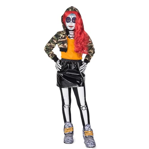 My Other Me Maya-Kostüm für Mädchen, mit Kapuzenjacke, T-Shirt, Rock mit Kette, Leggings, Handschuhe, Perücke, Stiefelstulpen, Skelettstrahl, Tattoos, Make-up und Schwamm, Größe 5-6 Jahre. My Other Me Maya-Kostüm für Mädchen, mit Kapuzenjacke, T-Shirt, Rock mit Kette, Leggings, Handschuhe, Perücke, Stiefelstulpen, Skelettstrahl, Tattoos, Make-up und Schwamm, Größe 5-6 Jahre. von My Other Me