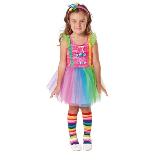 My Other Me Mehrfarbiges Clown-Kostüm für Babys und Mädchen, mit Kleid und Kopfschmuck, Größe 12-24 Monate. Perfekt, um jede Feier mit Lachen und Farben zu füllen von My Other Me