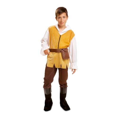 My Other Me Mesonero Kostüm für Kinder, Größe 10-12 Jahre, inklusive weißem Langarmhemd, Senfweste aus Samtstoff, Gürtel mit Schnalle, Tasche und braune Hose und Stiefelstulpen. von My Other Me
