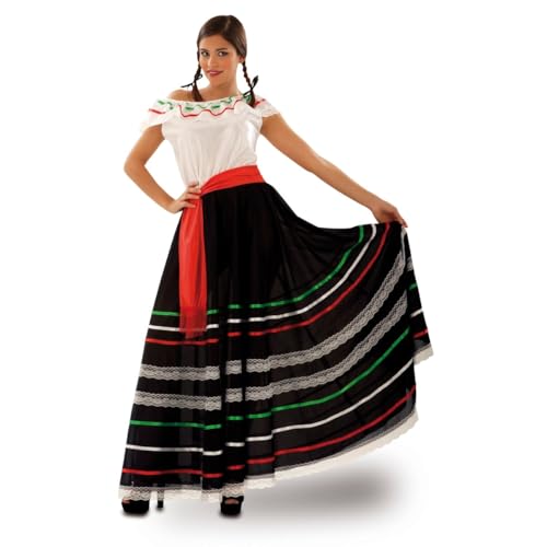 My Other Me Mexikanisches Kostüm für Erwachsene, mit Kleid und Schärpe in Schwarz und Weiß, Größe ML. Verleihen Sie Ihren mexikanischen Feierlichkeiten einen traditionellen und schicken Touch von My Other Me