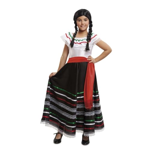 My Other Me Mexikanisches Mädchenkostüm mit Kleid und Schärpe in Rot und Schwarz, Größe 5–6 Jahre. Tanzen und blenden Sie in diesem charmanten traditionellen Outfit. von My Other Me