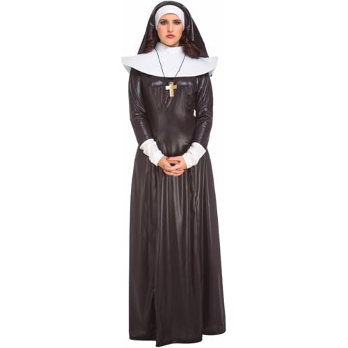 My Other Me Nonnenkostüm für Damen, Größe XXXL. Inklusive schwarzer Tunika mit Manschetten, breitem weißem Kragen, schwarz-weißem Kopfschmuck und goldener Halskette mit goldenem Kreuz. von My Other Me