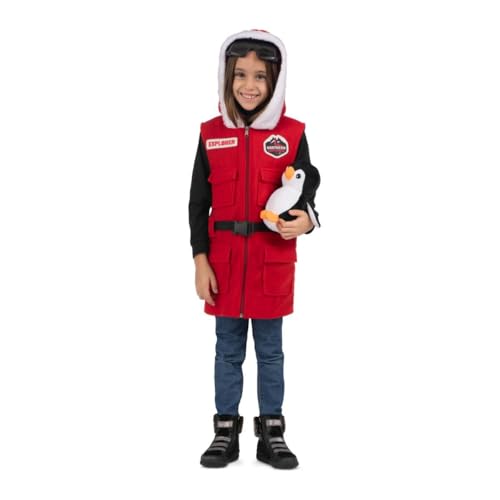 My Other Me Nordpol-Explorer-Kostüm für Kinder, rot, mit Skibrille, Weste mit Kapuze und Plüschpinguin, Größe 5-7 Jahre, bereit, die kalte Arktis zu entdecken von My Other Me