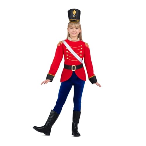 My Other Me - Nussknacker-Kostüm für Mädchen, Größe 10-12 Jahre, inklusive roter Jacke, blauer Hose, Gürtel und schwarzer Hut, mit goldenen Details, klassisches Weihnachtsmärchen. von My Other Me