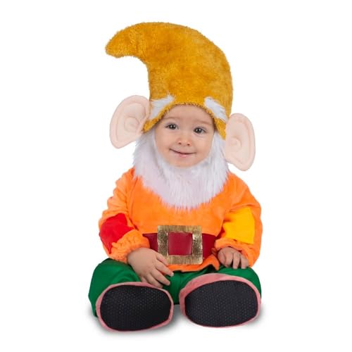 My Other Me Orangefarbenes Zwerg-Kostüm für Babys mit Mütze, Bart, Kasack, Hose und Söckchen, Größe 24-36 Monate. Entdecken Sie die magische Welt mit einem Lächeln. von My Other Me
