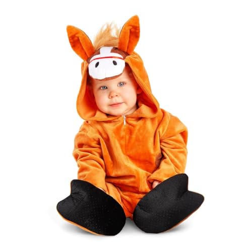 My Other Me Pferde-Kostüm für Kinder, Unisex, braun, mit Kapuze, Stiefelstulpen, Schwanz und Soundbox, Größe 3-4 Jahre, perfekt für kleine Pferdeabenteurer von My Other Me