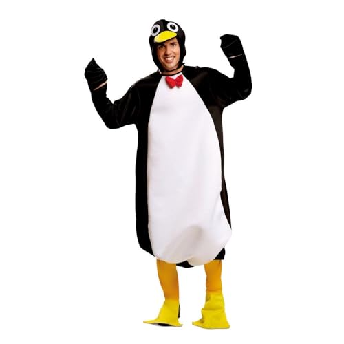 My Other Me - Pinguin-Kostüm für Erwachsene, weiß und schwarz, mit Mütze und Overall mit Fußsack, Größe ML, perfekt, um auf jeder Feier aufzufallen. von My Other Me