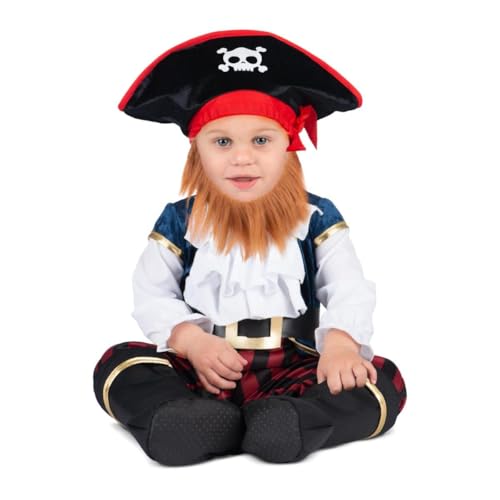 My Other Me Piratenkostüm für Babys, Unisex, mit Hut, Bart, Overall, Gürtel und Söckchen, rot und weiß, Größe 7-12 Monate. Begeben Sie sich auf ein Abenteuer voller Schätze. von My Other Me