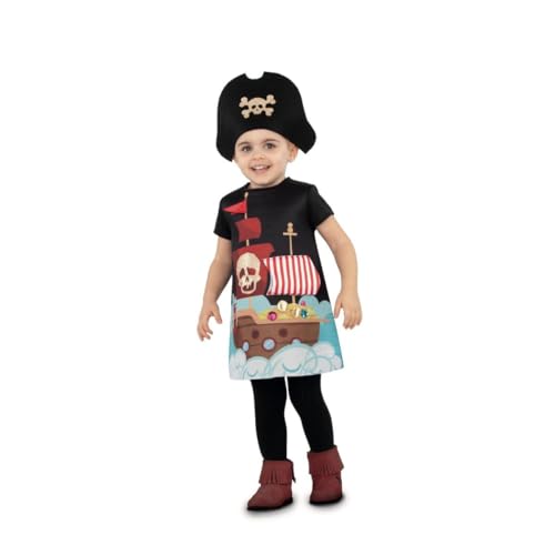 My Other Me Piratenkostüm für Babys, Unisex, mit Kleid und Hut in den Farben Rot und Schwarz, Größe 12-24 Monate. Segeln Sie die sieben Meere mit Stil. von My Other Me