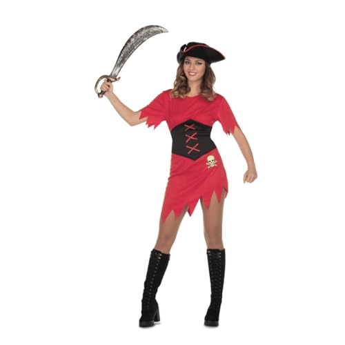 My Other Me Piratenkostüm für Damen, Größe M-L. Inklusive schwarzem Hut mit rotem Besatz, kurzes Kleid mit Korsett und kurzen roten Ärmeln mit unregelmäßigen Abschlüssen und weißem Totenkopf. My Other Me Piratenkostüm für Damen, Größe M-L. Inklusive schwarzem Hut mit rotem Besatz, kurzes Kleid mit Korsett und kurzen roten Ärmeln mit unregelmäßigen Abschlüssen und weißem Totenkopf. von My Other Me