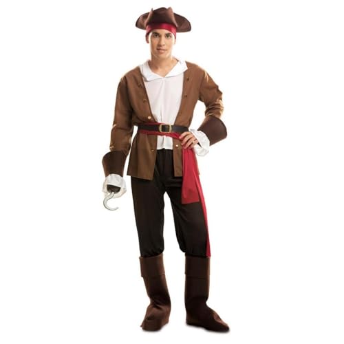 My Other Me Piratenkostüm für Erwachsene, mit Hut, Hemd, Jacke, Schärpe, Gürtel, Hose und Stiefelstulpen in Weiß und Braun, Größe ML. My Other Me Piratenkostüm für Erwachsene, mit Hut, Hemd, Jacke, Schärpe, Gürtel, Hose und Stiefelstulpen in Weiß und Braun, Größe ML. von My Other Me