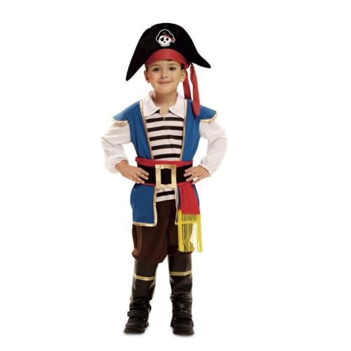 My Other Me Piratenkostüm für Jungen mit Hut, Jacke mit Hemd, Gürtel, Schärpe, Hose und Gamaschen in Blau und Braun, Größe 12-24 Monate. Surf die Meere im Trentony-Stil von My Other Me