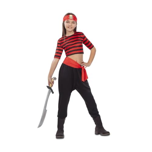 My Other Me Piratenkostüm für Mädchen, Größe 3-4 Jahre, inkl. rotem Totenkopf-Tuch, kurzem Oberteil mit roten und schwarzen Streifen, Schärpe und lockere schwarze Hose, eine kleine Korsaria mit My Other Me Piratenkostüm für Mädchen, Größe 3-4 Jahre, inkl. rotem Totenkopf-Tuch, kurzem Oberteil mit roten und schwarzen Streifen, Schärpe und lockere schwarze Hose, eine kleine Korsaria mit von My Other Me