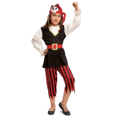 My Other Me Piratenkostüm für Mädchen, Größe 5-6 Jahre. Inklusive Kopftuch mit Totenkopf, langärmeligem Kleid, schwarzer Weste, rotem Gürtel mit Schnalle und gestreifter Piratenhose. My Other Me Piratenkostüm für Mädchen, Größe 5-6 Jahre. Inklusive Kopftuch mit Totenkopf, langärmeligem Kleid, schwarzer Weste, rotem Gürtel mit Schnalle und gestreifter Piratenhose. von My Other Me