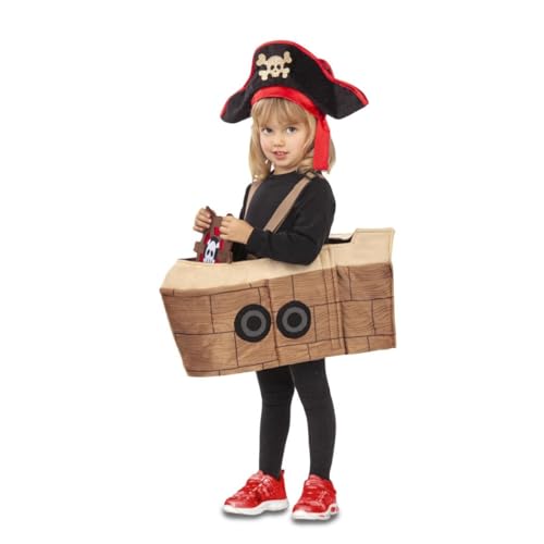 My Other Me Piratenschiff-Kostüm für Kinder, Unisex, mit Hosenträgern und Hut in Braun, Größe 3-4 Jahre. Abenteuer und Spaß auf hoher See von My Other Me