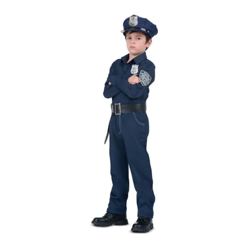 My Other Me Polizei-Kostüm für Kinder, Größe 10 – 12 Jahre, inklusive marineblauer Hose und Hemd mit Namensschild, passender Mütze mit Abzeichen und Gürtel mit schwarzem Pistolenholster von My Other Me