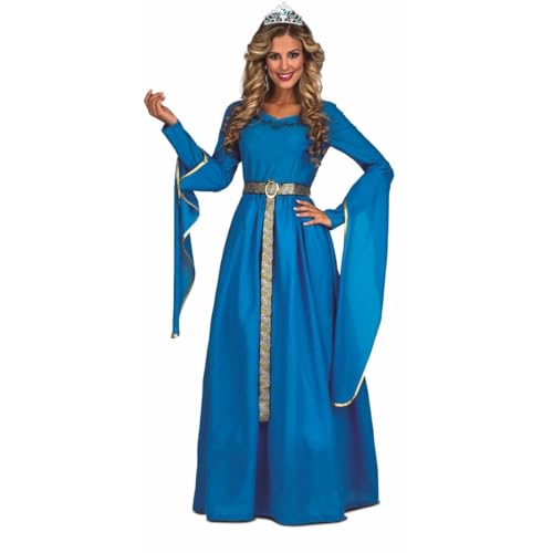 My Other Me Prinzessinnenkostüm für Damen, Größe M-L. Inklusive langem blauem Kleid mit langen Ärmeln mit Paspelierung und silbernem Stirnband mit Strassdetails. von My Other Me