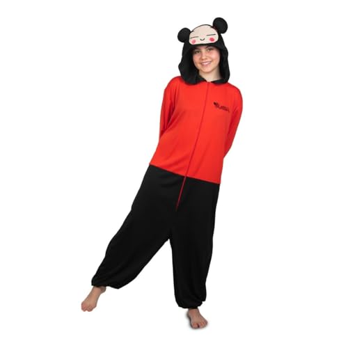 My Other Me Pucca-Kostüm für Damen, Größe S. Inklusive langem Overall mit Reißverschluss, schwarzer Kapuze mit dem Gesicht des Charakters, mit roter Bluse und schwarzer Hose. von My Other Me