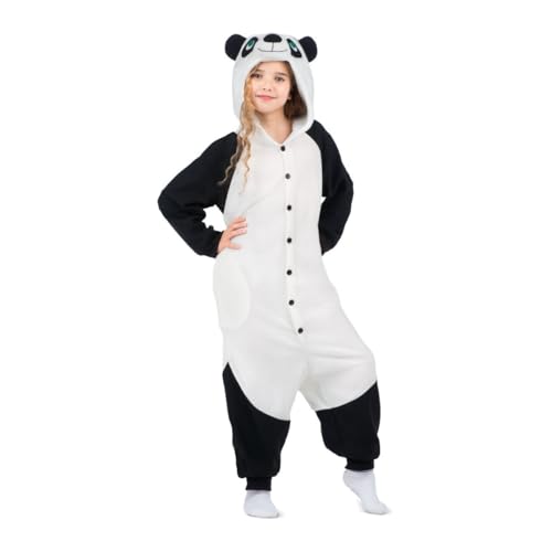 My Other Me Pyjama-Kostüm für Kinder, Unisex, Einheitsgröße, inkl. Kigurumi, beige und schwarz, mit Kapuze mit gesticktem Gesicht und Schwanz, Zärtlichkeit und Spaß in einem Stück. von My Other Me