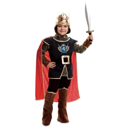 My Other Me Ritterkostüm für Jungen mit Krone, Henker, Kasack, Gürtel, Umhang, Hose und Stiefelstulpen in Schwarz und Rot, Größe 1-2 Jahre, perfekt für mittelalterliche Schlachten von My Other Me