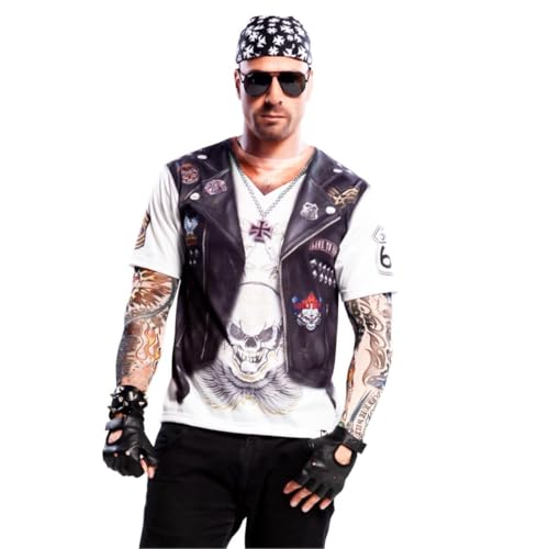 My Other Me Rockero-Kostüm für Erwachsene, Unisex, mit T-Shirt und bedruckten Ärmeln in Schwarz und Weiß, Größe S. Entfesseln Sie Ihren Rockgeist auf jeder Party My Other Me Rockero-Kostüm für Erwachsene, Unisex, mit T-Shirt und bedruckten Ärmeln in Schwarz und Weiß, Größe S. Entfesseln Sie Ihren Rockgeist auf jeder Party von My Other Me