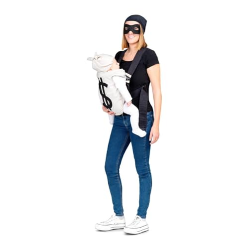 My Other Me - Rucksackkostüm für Erwachsene (Vater und Mutter) Unisex in Schwarz und Weiß, mit Rucksacküberzug, Babymütze, Mütze und Augenmaske, Einheitsgröße, stiehlt Herzen auf jeder Party von My Other Me