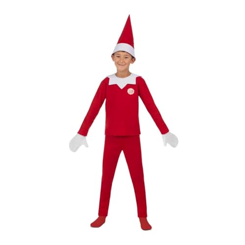 My Other Me Scout Elf Kinderkostüm mit Mütze, T-Shirt, Fäustlinge und Hose, in Weiß und Rot, Größe 7-9 Jahre. Perfekt, um eine magische und freche Weihnachtsgeschichte nachzubilden. von My Other Me