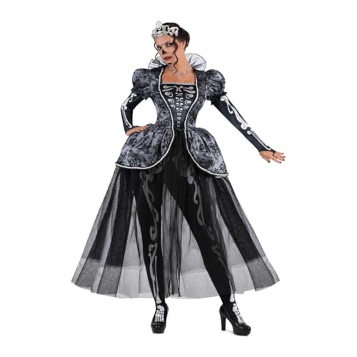 My Other Me Skelett-Königin-Kostüm für Damen, Größe S, inklusive Tiara, Leggings, langes, schwarzes Kleid mit grauen Details und Tüll und langen Puffärmeln für einen düsteren Look. My Other Me Skelett-Königin-Kostüm für Damen, Größe S, inklusive Tiara, Leggings, langes, schwarzes Kleid mit grauen Details und Tüll und langen Puffärmeln für einen düsteren Look. von My Other Me