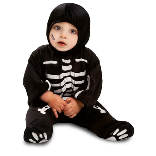 My Other Me Skelett-Kostüm für Babys, Unisex, Größe 7–12 Monate, inklusive schwarzem Overall mit bedruckten Knochen und passender Mütze, lustiger Stil mit Fußabdrücken und kontrastierenden weißen My Other Me Skelett-Kostüm für Babys, Unisex, Größe 7–12 Monate, inklusive schwarzem Overall mit bedruckten Knochen und passender Mütze, lustiger Stil mit Fußabdrücken und kontrastierenden weißen von My Other Me
