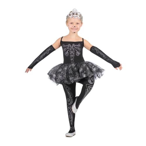My Other Me Skelett-Tänzer-Kostüm für Mädchen, Größe 7-9 Jahre, inklusive silberner Totenkopf-Tiara, Tutu-Kleid mit Trägern, Fäustlingen und schwarzen Leggings mit passenden silbernen Details. My Other Me Skelett-Tänzer-Kostüm für Mädchen, Größe 7-9 Jahre, inklusive silberner Totenkopf-Tiara, Tutu-Kleid mit Trägern, Fäustlingen und schwarzen Leggings mit passenden silbernen Details. von My Other Me