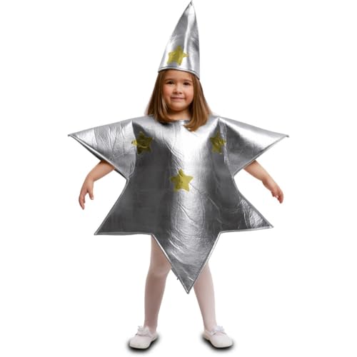 My Other Me - Stern-Kostüm für Kinder, Unisex, Größe 5-6 Jahre. Inklusive Kleid in Form eines silbernen Sterns mit 5 Spitzen und konischer Mütze als sechste Spitze. My Other Me - Stern-Kostüm für Kinder, Unisex, Größe 5-6 Jahre. Inklusive Kleid in Form eines silbernen Sterns mit 5 Spitzen und konischer Mütze als sechste Spitze. von My Other Me