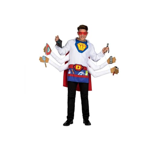 My Other Me Supervater-Kostüm für Herren, Größe M-L. Inklusive Augenmaske, Hemd mit 6 Armen, T-Shirt bedruckt, Schürze mit Haushaltswarendetails und Gürtel und 4 Accessoires. My Other Me Supervater-Kostüm für Herren, Größe M-L. Inklusive Augenmaske, Hemd mit 6 Armen, T-Shirt bedruckt, Schürze mit Haushaltswarendetails und Gürtel und 4 Accessoires. von My Other Me