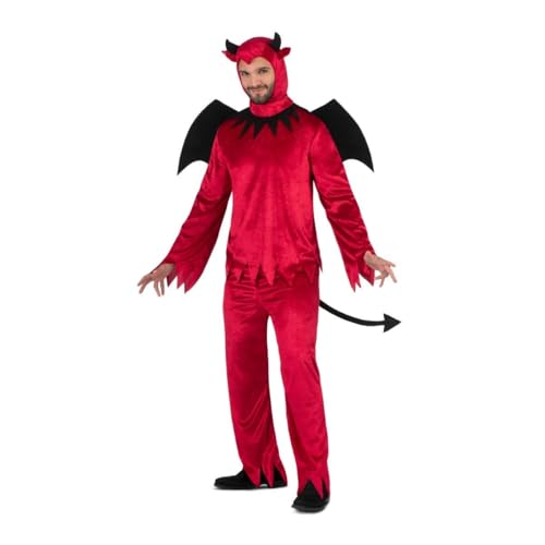 My Other Me Teufelskostüm für Herren, Größe M, inklusive Mütze mit schwarzen Hörnern, schwarzen Flügeln mit Streifen, Hemd und roter Hose mit schwarzem spitzem Schwanz, für Kinder, die vor Energie von My Other Me