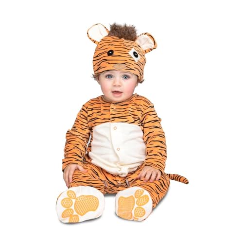 My Other Me Tigerkostüm für Babys, Unisex, in Orange und Schwarz, mit Mütze, Overall, Schwanz und Schnuller, Größe 0-6 Monate, perfekt für ein unvergessliches Fotoshooting von My Other Me