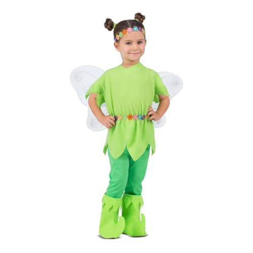 My Other Me Tinkerbell Kostüm für Mädchen mit Stirnband, Flügel, Kleid, Leggings und Stiefelstulpen in Grün, Größe 7-9 Jahre. Perfekt zum Leuchten auf jeder Feenparty von My Other Me