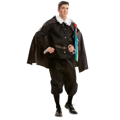 My Other Me Tuno Herren-Kostüm, Größe M-L. Inklusive schwarzem Hemd mit weißem Spitzenkragen und -manschetten, braunem Gürtel, Pumphose und schwarzem Umhang und farbigen Bändern. My Other Me Tuno Herren-Kostüm, Größe M-L. Inklusive schwarzem Hemd mit weißem Spitzenkragen und -manschetten, braunem Gürtel, Pumphose und schwarzem Umhang und farbigen Bändern. von My Other Me