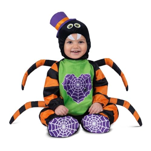 My Other Me Unisex-Baby-Spinnen-Kostüm in Orange und Grün, mit Mütze, Overall, Pfoten und Söckchen, Größe 24-36 Monate. Erwecken Sie die Zärtlichkeit an jedem Halloween. von My Other Me