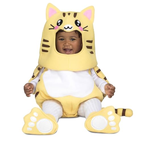 My Other Me Unisex-Katzenkostüm für Babys, gelb und weiß, mit Anzug, Mütze, Schuhe und Schwanz, Größe 12-24 Monate. Perfekt für einen Karneval voller Zärtlichkeit von My Other Me