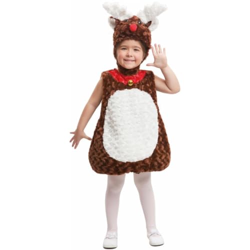 My Other Me Unisex-Kinderkostüm Rentier, weiß und braun, mit Mütze und Kleid, Größe 5-6 Jahre. Perfekt, um unvergessliche Erinnerungen bei Ihren Weihnachtsfeiern zu schaffen von My Other Me
